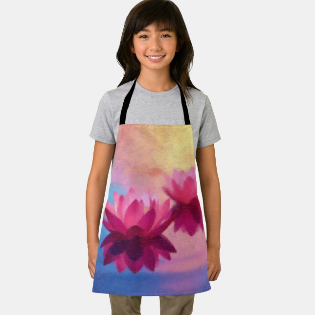 Colourful Abstract Lotus Flowers Apron (Insitu)