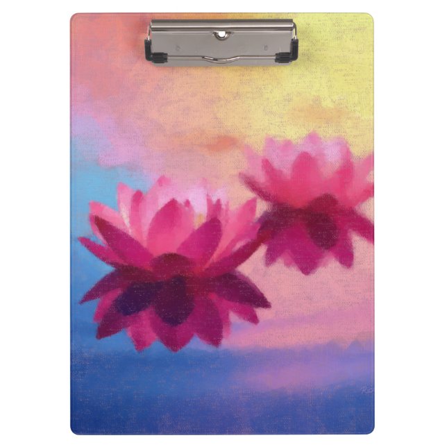 Colourful Abstract Lotus Flowers Clipboard (Front)