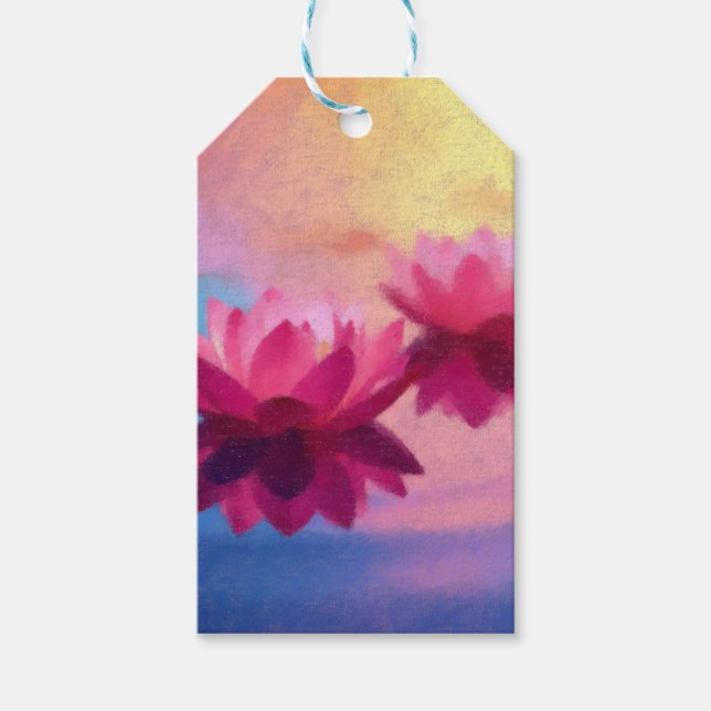 Colourful Abstract Lotus Flowers Gift Tags (Front)