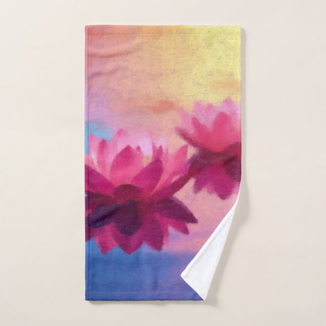 Colourful Abstract Lotus Flowers Hand Towel (Hand Towel)