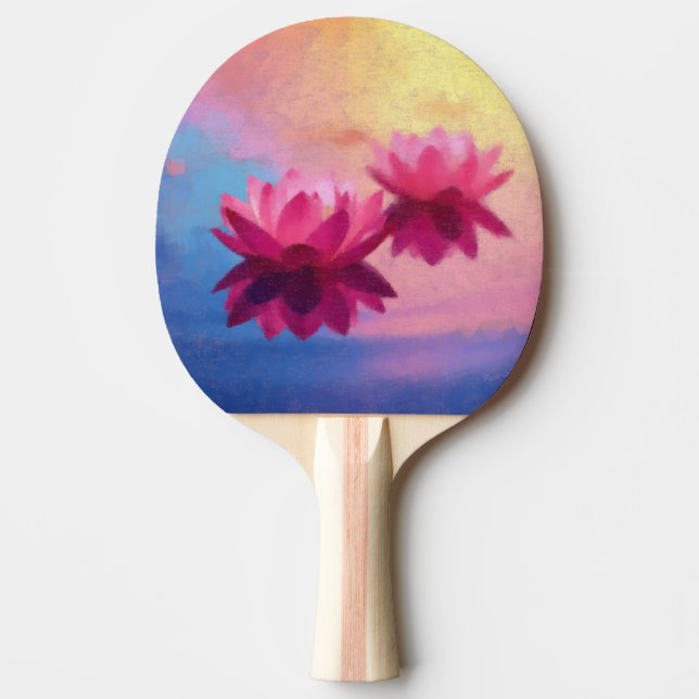 Colourful Abstract Lotus Flowers Ping Pong Paddle (Front)