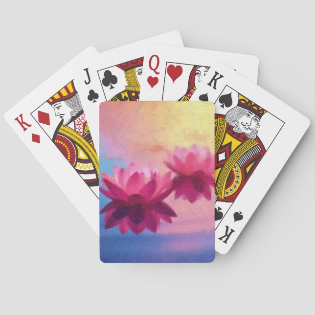 Colourful Abstract Lotus Flowers Playing Cards (Back)