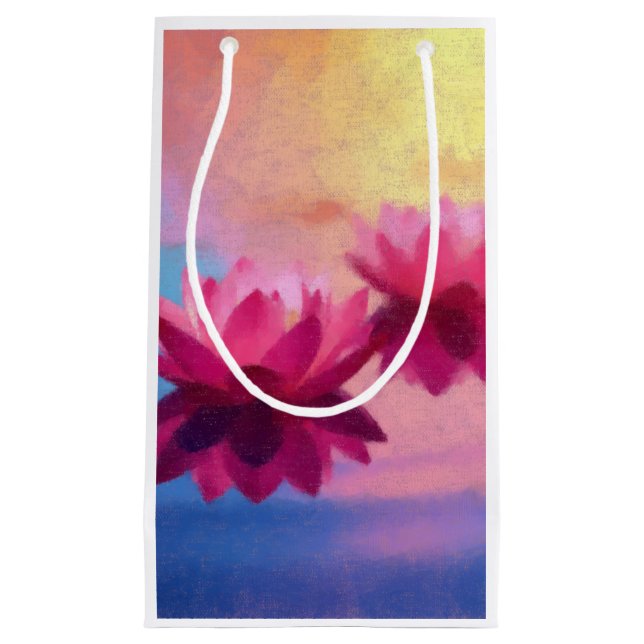 Colourful Abstract Lotus Flowers Small Gift Bag (Front)