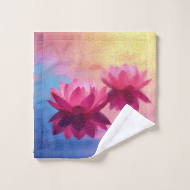 Colourful Abstract Lotus Flowers Wash Cloth (Wash Cloth)