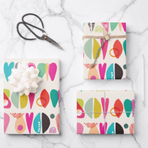Colourful Abstract Love Shapes Wrapping Paper Sheet