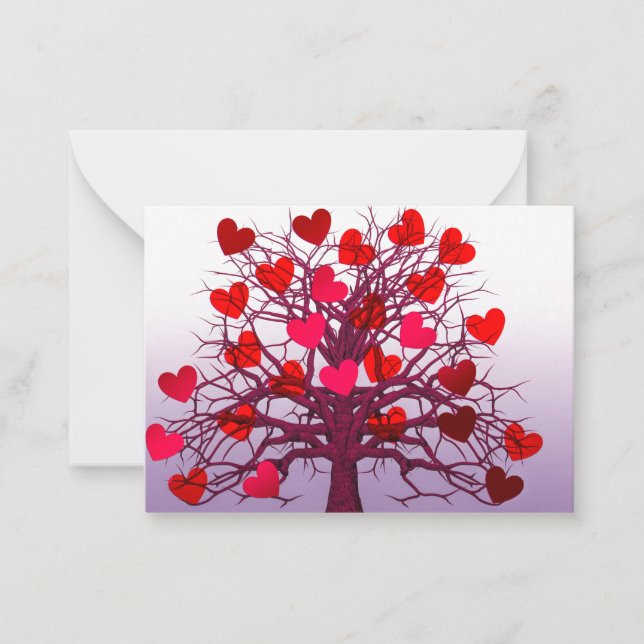 Colourful Abstract Love Tree With Hearts Card (Front)