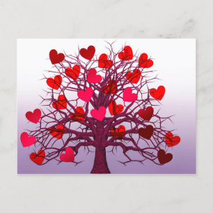 Colourful Abstract Love Tree With Hearts Holiday Postcard