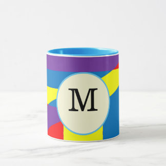 Colourful Abstract M Monogram Label Design Mug