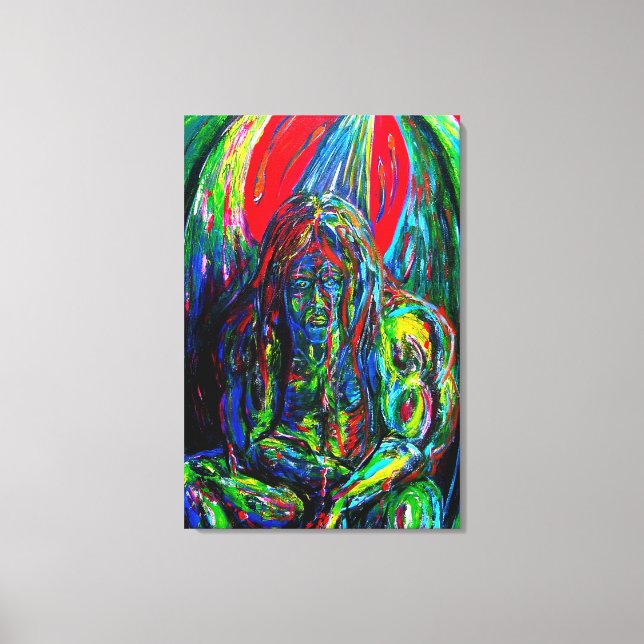 Colourful Abstract Man Oil on Canvas (Front)