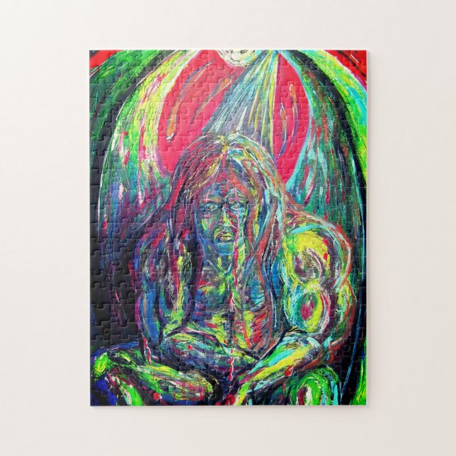 Colourful Abstract Man Oil on Canvas Jigsaw Puzzle (Vertical)