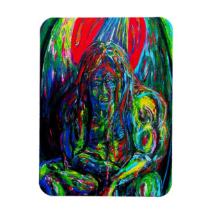 Colourful Abstract Man Oil on Canvas Magnet