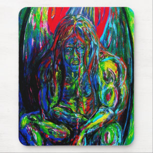 Colourful Abstract Man Oil on Canvas Mouse Mat