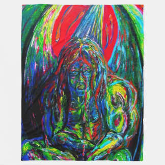 Colourful Abstract Man Oil Painting Art  Fleece Blanket