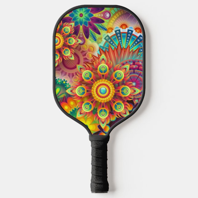 Colourful Abstract Mandala Psychedelic Pickleball Paddle (Front)