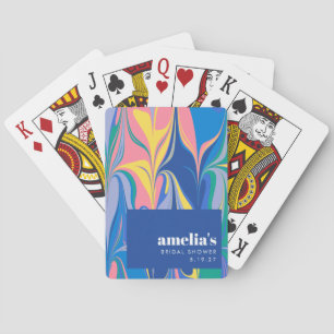 Colourful Abstract Marble Blue Custom Bridal Showe Playing Cards