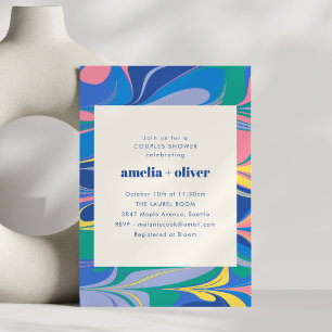 Colourful Abstract Marble Couples Wedding Shower Invitation