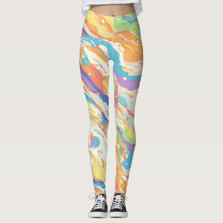 Colourful Abstract Marble Print Leggings