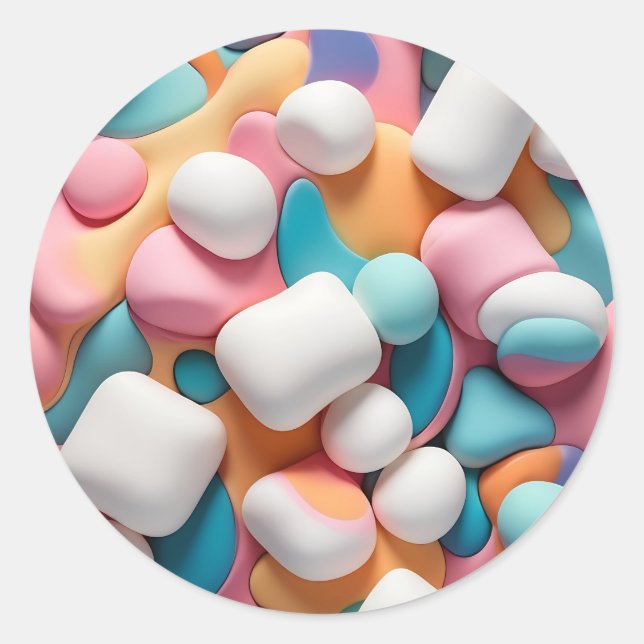 Colourful Abstract Marshmallows Classic Round Sticker (Front)