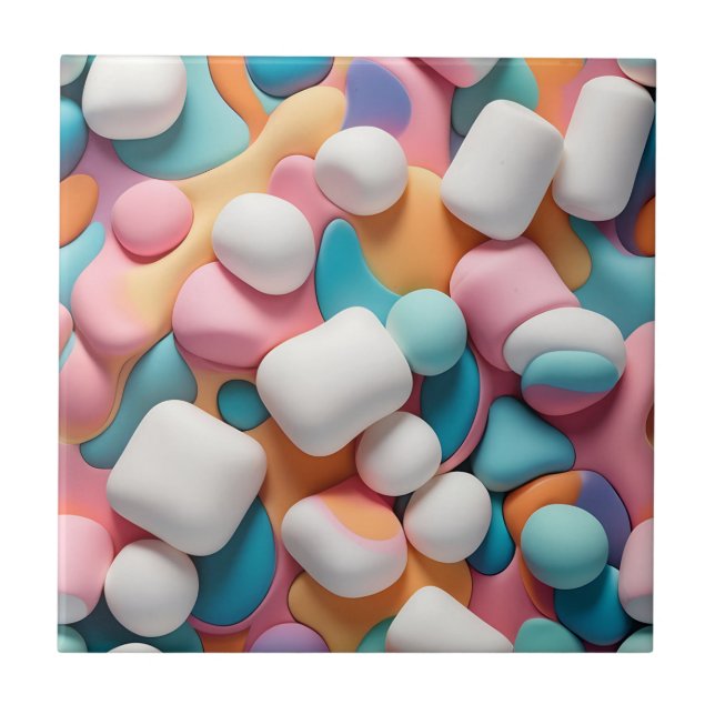Colourful Abstract Marshmallows Tile (Front)