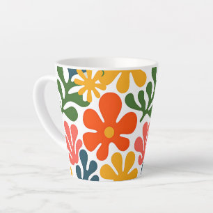 Colourful Abstract Matisse Floral Retro Art Latte Mug
