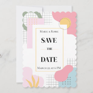 Colourful Abstract Memphis Wedding Save The Date