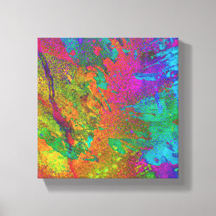 Colourful Abstract Mixed Media Leaf Canvas Print