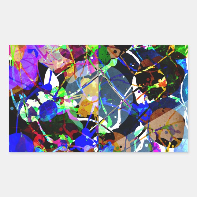 Colourful Abstract Mixed Media Rectangular Sticker (Front)