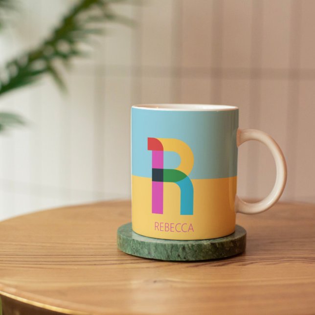 Colourful Abstract Modern Alphabet Letter R Named Coffee Mug (Creator Uploaded)