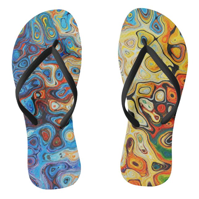 Colourful Abstract Modern Art Flip Flops (Footbed)