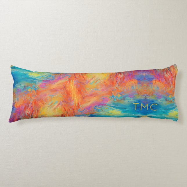 Colourful Abstract Modern Art Monogram INITIALS Hi Body Cushion (Front)