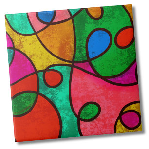 Colourful Abstract Modern Art Tile