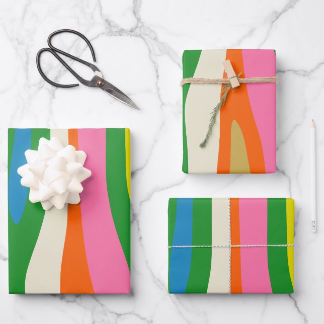 Colourful Abstract Modern Contemporary Retro  Wrapping Paper Sheet (Front)