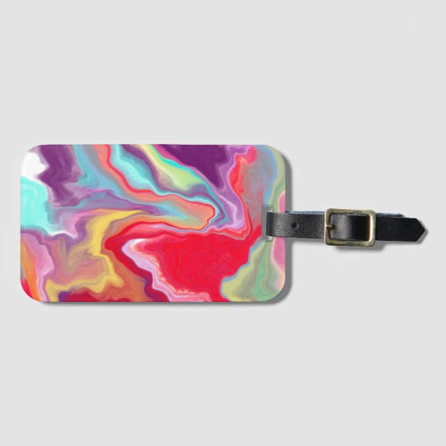 Colourful Abstract Modern Digital Art Marble    Luggage Tag (Front Horizontal)