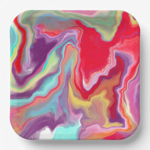 Colourful Abstract Modern Digital Art     Paper Plate