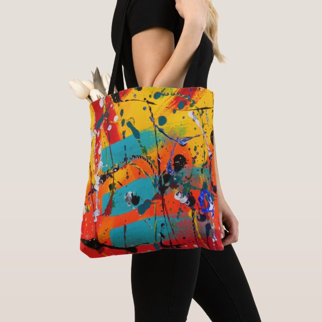 Colourful Abstract Modern Expressionist Artistic Tote Bag (Close Up)