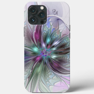 Colourful Abstract Modern Fractal Flower Initials iPhone 13 Pro Max Case