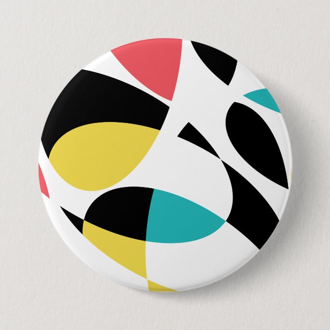 Colourful, abstract, modern, fun geometric pattern 7.5 cm round badge (Front)