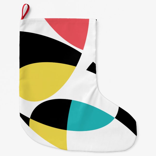 Colourful, abstract, modern, fun geometric pattern large christmas stocking (Front)