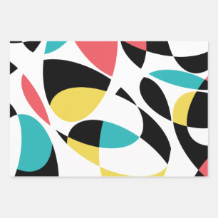 Colourful, abstract, modern, fun geometric pattern wrapping paper sheet