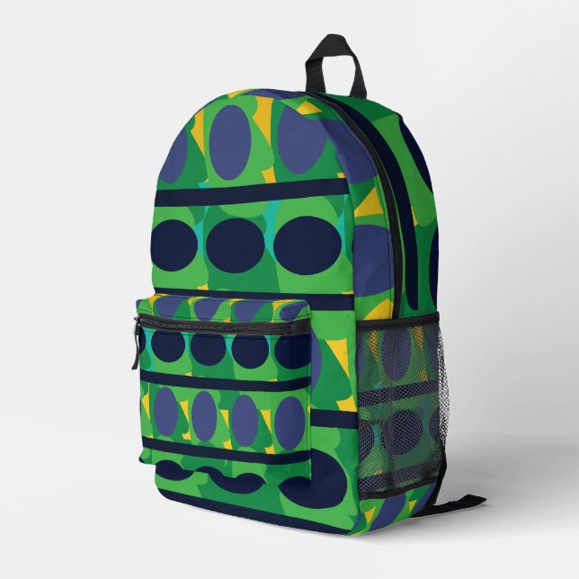 Colourful Abstract Modern Geometric Printed Backpack (Back Corner Right)