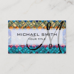Colourful Abstract Mosaic Custom Monogram #4 Business Card