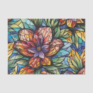 Colourful Abstract Mosaic Flower and Leaves  Tissue Paper