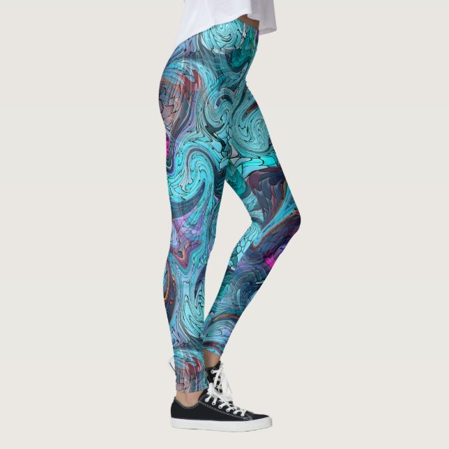 Colourful Abstract Mosaic Mermaid or Dragon Scales Leggings (Right)