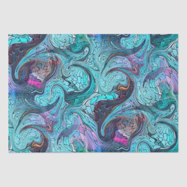 Colourful Abstract Mosaic Mermaid or Dragon Scales Tissue Paper (Front)