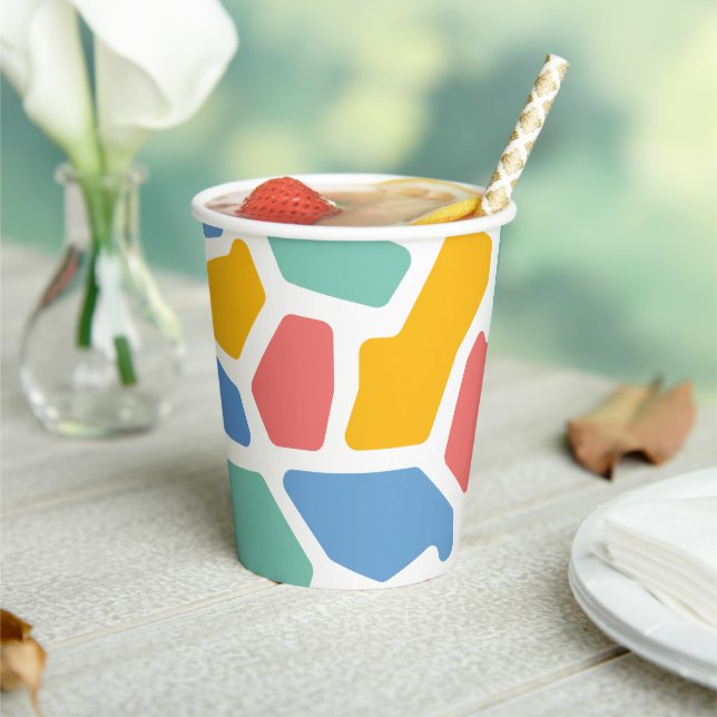 Colourful Abstract Mosaic Paper Cups (Insitu)