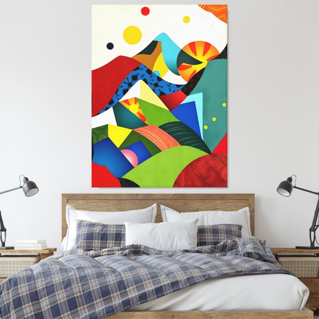 Colourful Abstract Mountains Canvas Print (Insitu(Bedroom))
