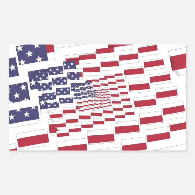 Colourful Abstract Multi US Flag | Plain Backgroun Rectangular Sticker (Front)