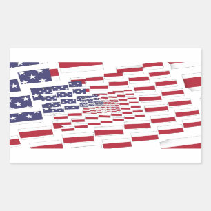 Colourful Abstract Multi US Flag   Plain Backgroun Rectangular Sticker
