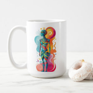 Colourful Abstract Mummy Art with Unique Shapes Coffee Mug