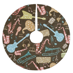 Colourful Abstract Music Instruments Pattern Brushed Polyester Tree Skirt